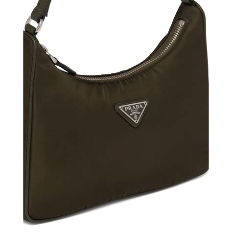 prada nylon green hunting bag with saffiano leather trim|Prada saffiano leather.